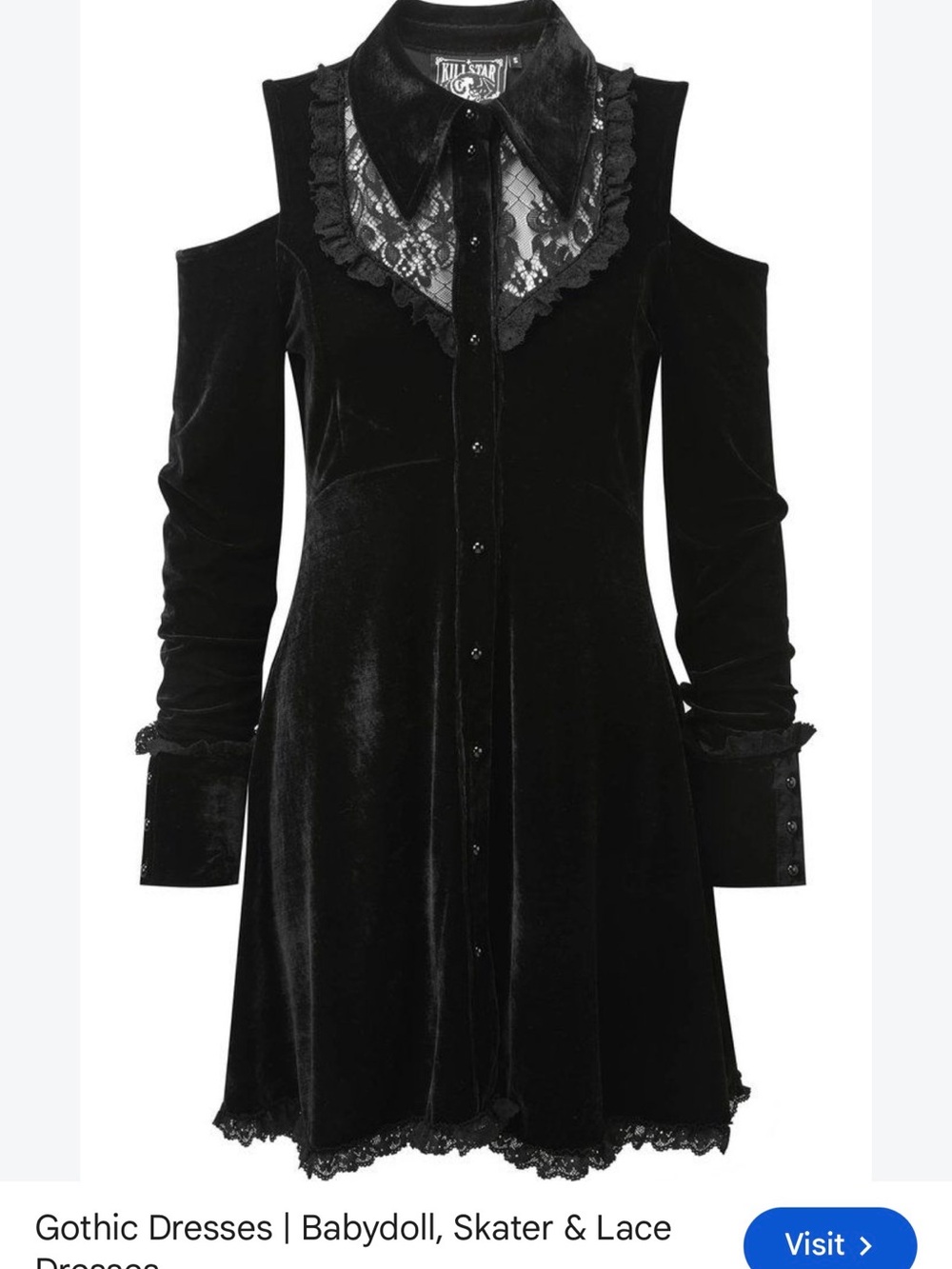 Killstar black velvet goth dress